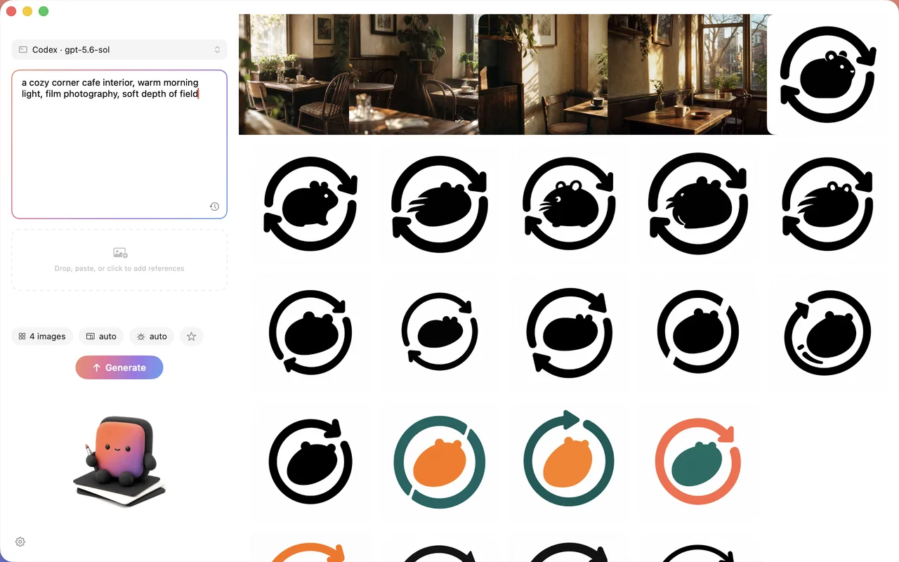 Image Studio app window with a generated batch